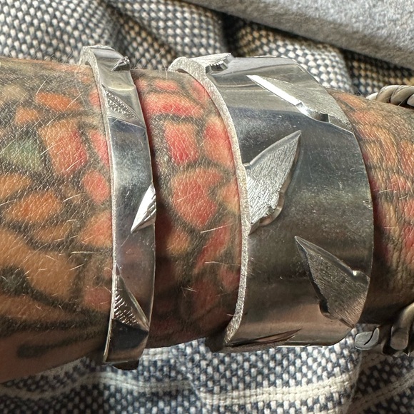 Ooak handmade Diamond plate bracelet brutalist set - Picture 1 of 6